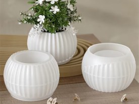 Molde silicona florero redondo medio rayado liso